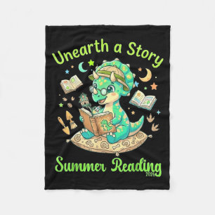 Unearth a Story Summer Reading 2026 Triceratops Fleece Blanket