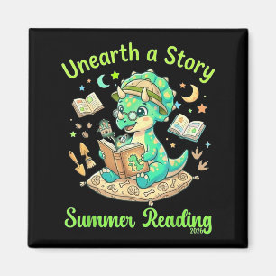 Unearth a Story Summer Reading 2026 Triceratops Magnet