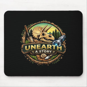 Unearth a Story Summer Reading 2026 Triceratops Mouse Mat