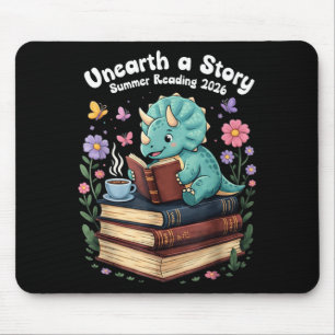 Unearth a Story Summer Reading 2026 Triceratops Mouse Mat