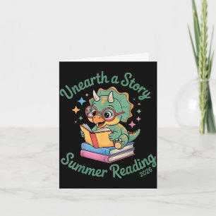 Unearth a story triceratops dinosaur reading books card