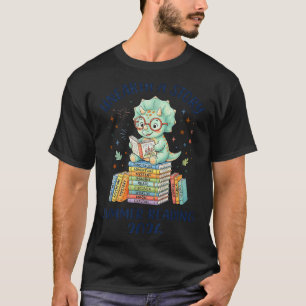 Unearth a Story Triceratops Dinosaur Reading Books T-Shirt