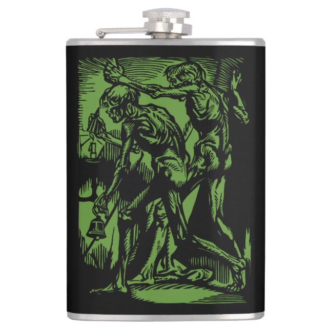 Unearthed Horrors of Dead Miners for Halloween Hip Flask (Front)