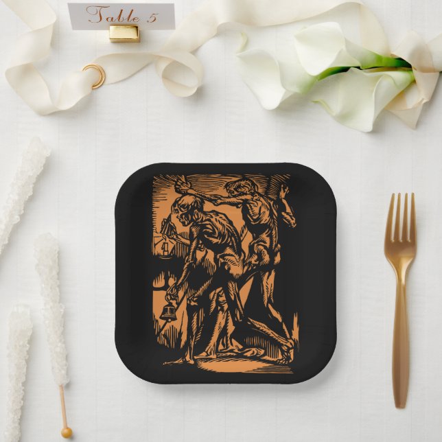 Unearthed Horrors of Dead Miners for Halloween Paper Plate (Wedding)