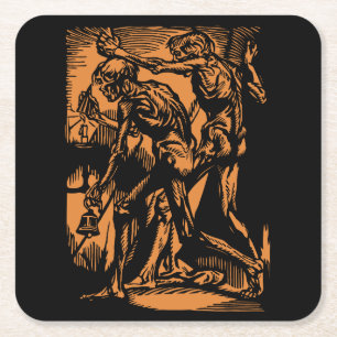 Unearthed Horrors of Dead Miners for Halloween Square Paper Coaster