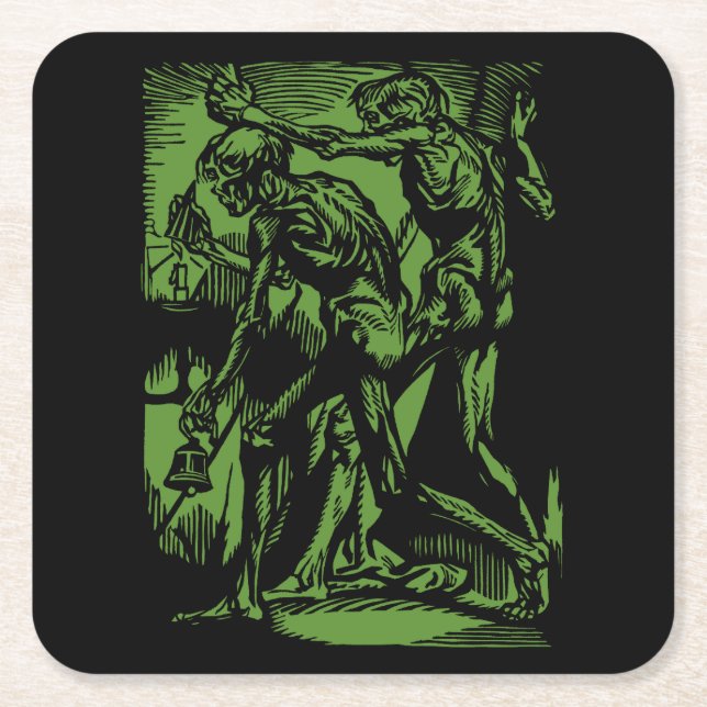 Unearthed Horrors of Dead Miners for Halloween Square Paper Coaster (Front)