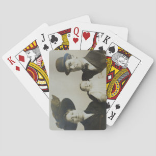 Uneasy Daddy in Bowler Family RPPC B&W Photo Image Playing Cards