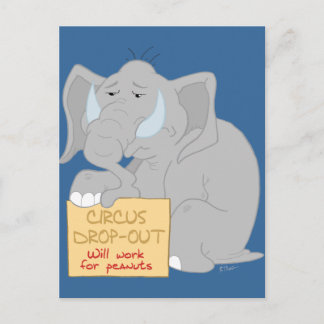 Unemployed Circus Elephant Postcard