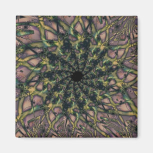 Unending Pink and Yellow Fractal Art Magnet