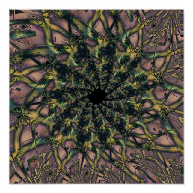 Unending | Pink and Yellow Fractal Art Poster (Front)