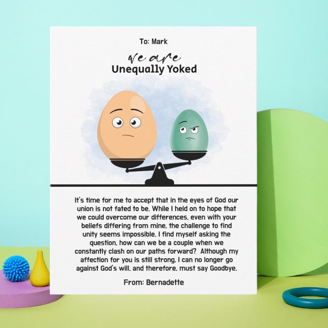 Unequal Yoke Relationship Card (Use this card when you know your relationship is destined for failure due to religious differences.)