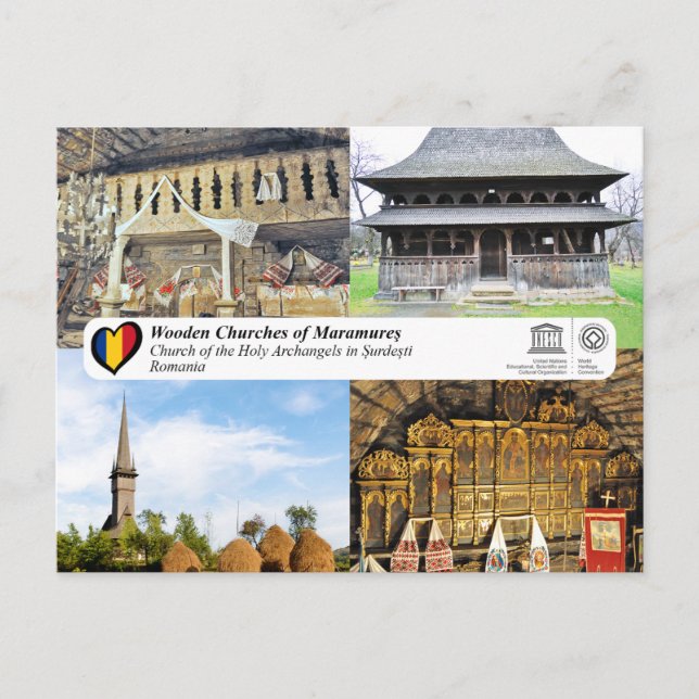 UNESCO Church of the Holy Archangels in Surdesti Postcard (Front)