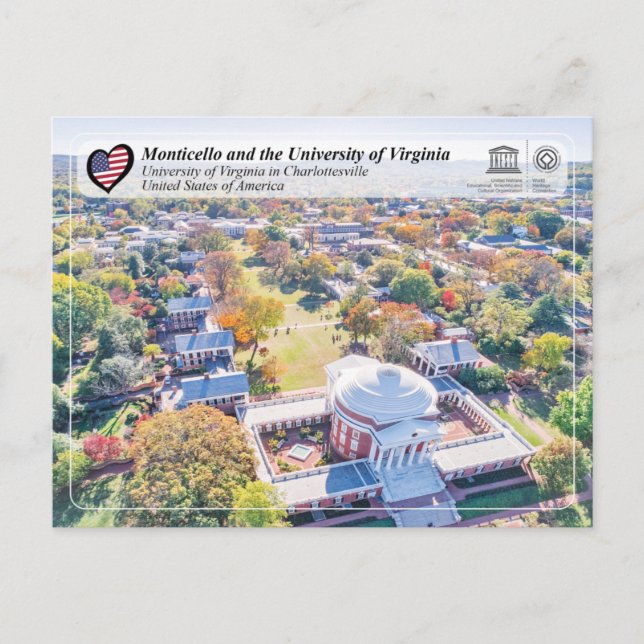 UNESCO - University of Virginia in Charlottesville Postcard (Front)