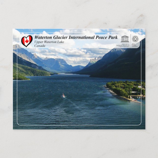 UNESCO - Waterton Glacier International Peace Park Postcard (Front)