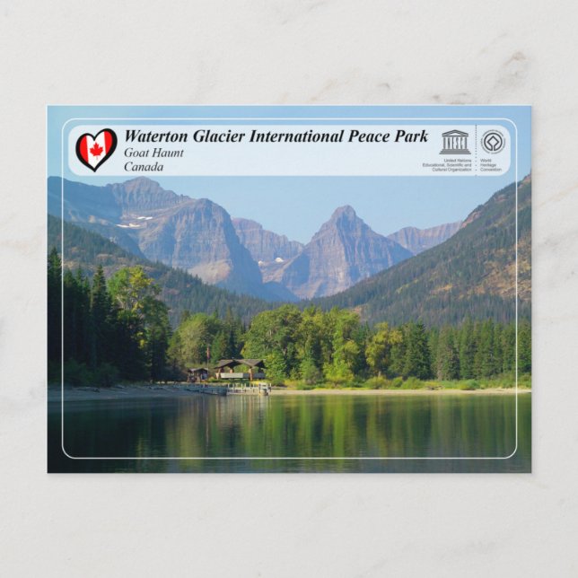 UNESCO - Waterton Glacier International Peace Park Postcard (Front)