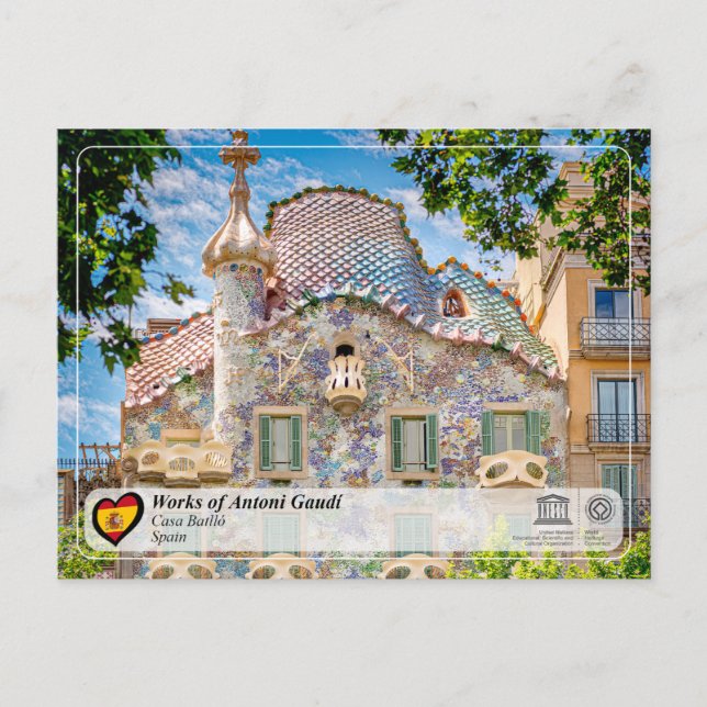 UNESCO WHS - Antoni Gaudí - Casa Batlló Postcard (Front)