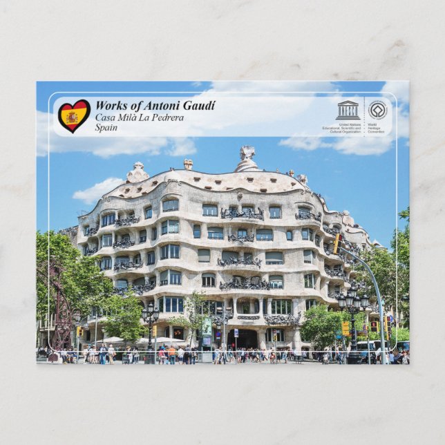 UNESCO WHS - Antoni Gaudí - Casa Milà La Pedrera Postcard (Front)