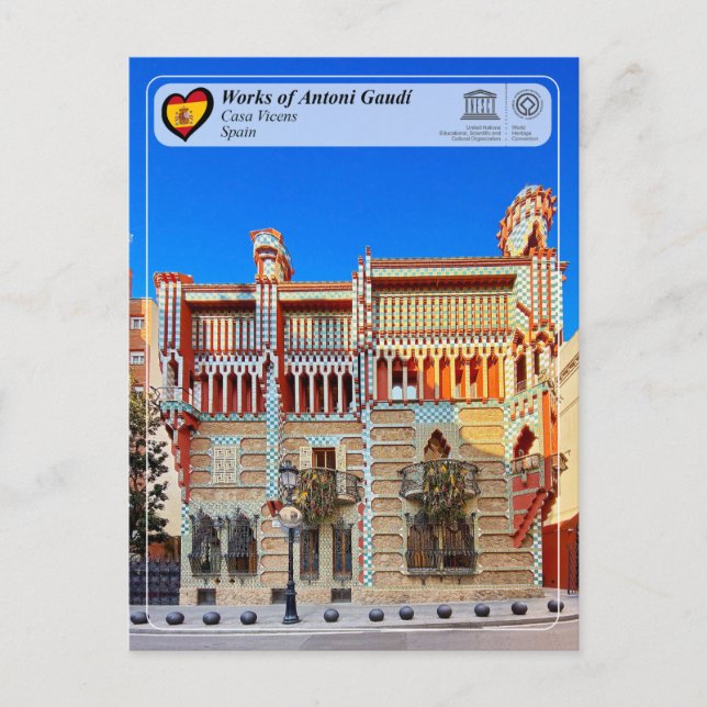 UNESCO WHS - Antoni Gaudí - Casa Vicens Postcard (Front)