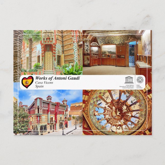 UNESCO WHS - Antoni Gaudí - Casa Vicens Postcard (Front)