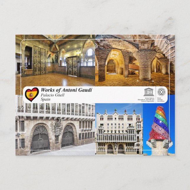UNESCO WHS - Antoni Gaudí - Palacio Güell Postcard (Front)