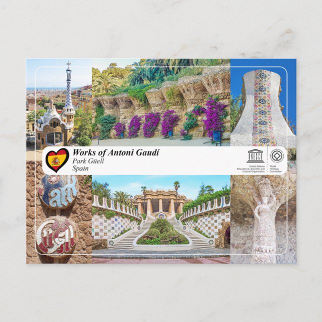 UNESCO WHS - Antoni Gaudí - Park Güell Postcard (Front)
