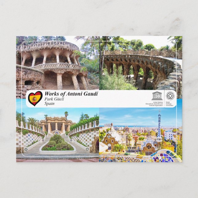 UNESCO WHS - Antoni Gaudí - Park Güell Postcard (Front)