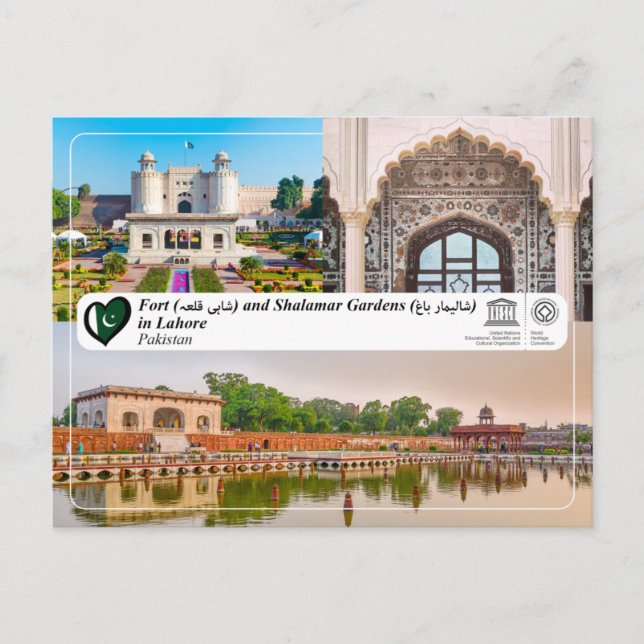 UNESCO WHS - Fort and Shalamar Gardens in Lahore Postcard (Front)