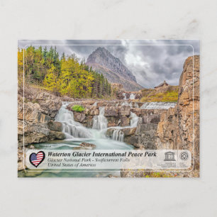 UNESCO  WHS - Glacier NP - Swiftcurrent Falls Post Postcard