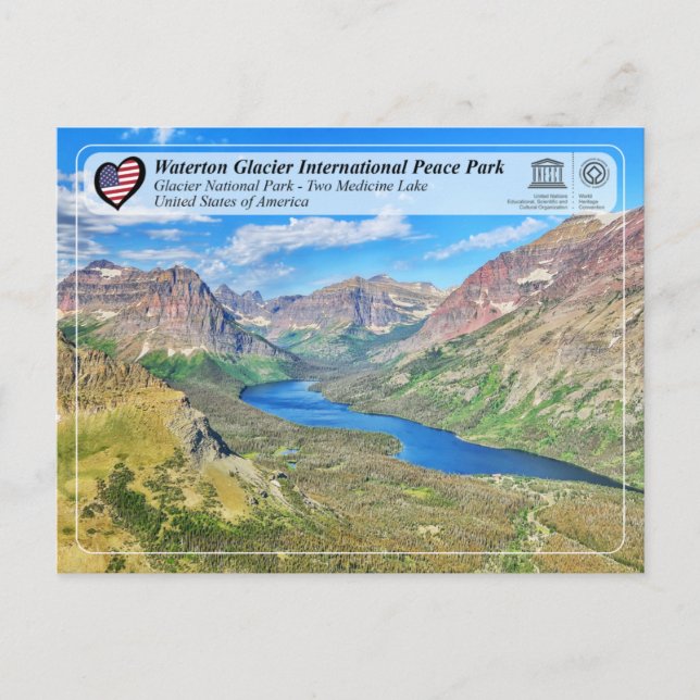 UNESCO  WHS - Glacier NP - Two Medicine Lake Postc Postcard (Front)