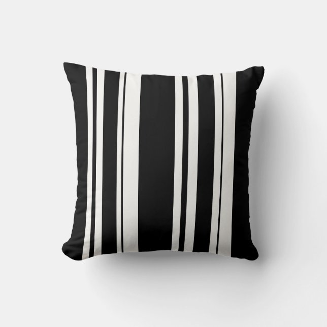 uneven black & white striped pillow (Front)