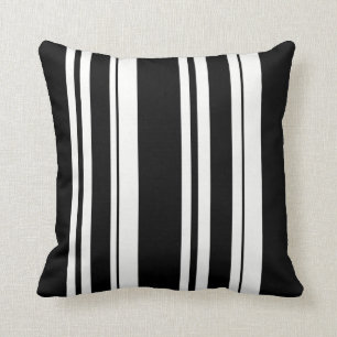 uneven black & white striped pillow