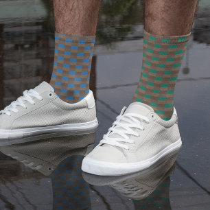 Uneven Brown and Blue and Green Colour Combination Socks
