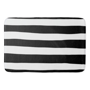 Uneven Stripes - Black and White Bath Mat