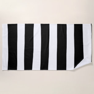 Uneven Stripes - Black and White Beach Towel
