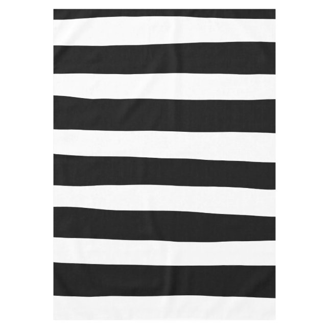 Uneven Stripes - Black and White  Tablecloth (Front)