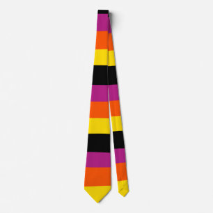 Uneven Stripes - Black, Pink, Orange and Yellow Tie