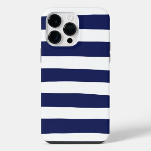 Uneven Stripes - Blue and White iPhone 14 Pro Max Case