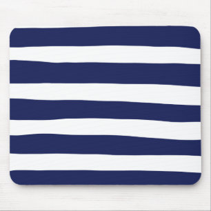 Uneven Stripes - Blue and White Mouse Mat