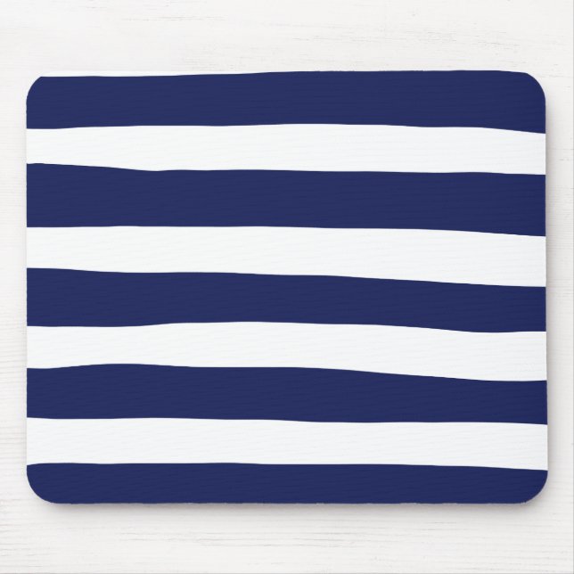 Uneven Stripes - Blue and White Mouse Mat (Front)