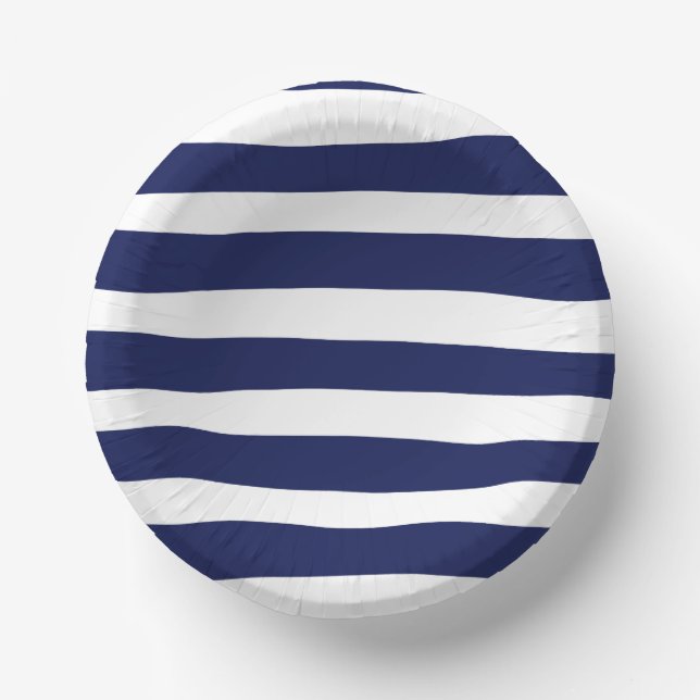 Uneven Stripes - Blue and White Paper Plate (Front)