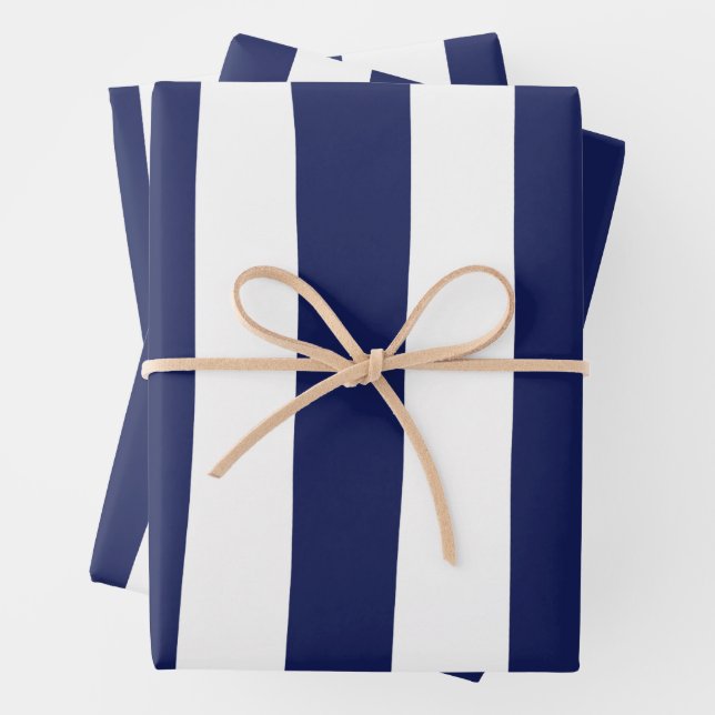 Uneven Stripes - Blue and White Wrapping Paper Sheet (In situ)