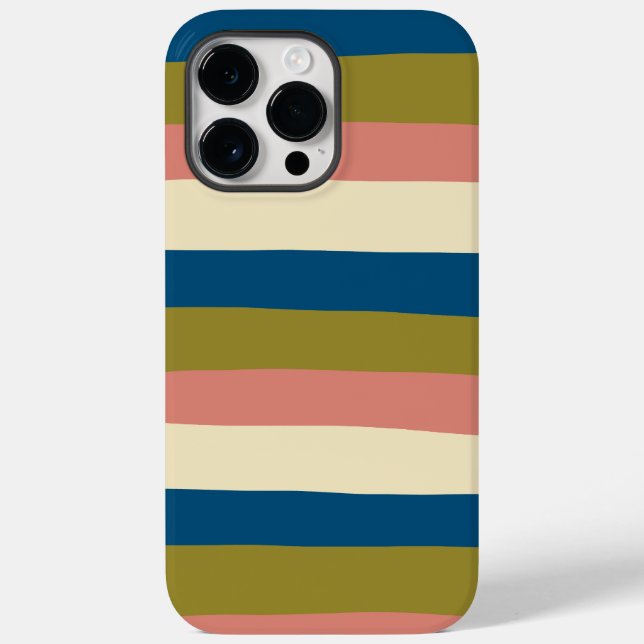 Uneven Stripes - Blue, Olive Green, Pink and Cream Case-Mate iPhone Case (Back)