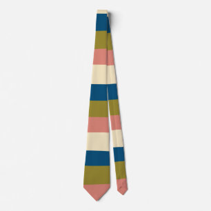 Uneven Stripes - Blue, Olive Green, Pink and Cream Tie