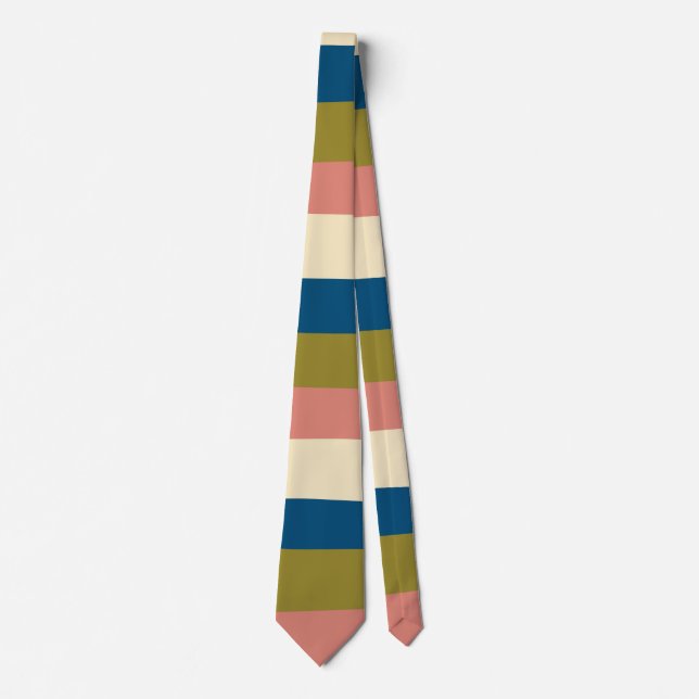 Uneven Stripes - Blue, Olive Green, Pink and Cream Tie (Front)