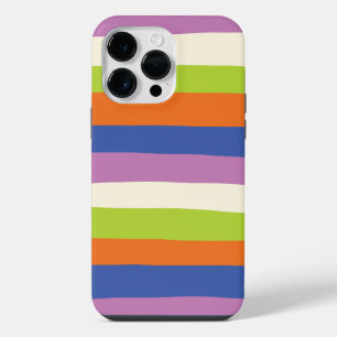 Uneven Stripes - Blue, Orange, Purple, Green, and iPhone 14 Pro Max Case