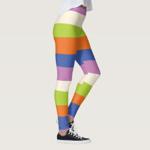 Uneven Stripes - Blue, Orange, Purple, Green, and  Leggings