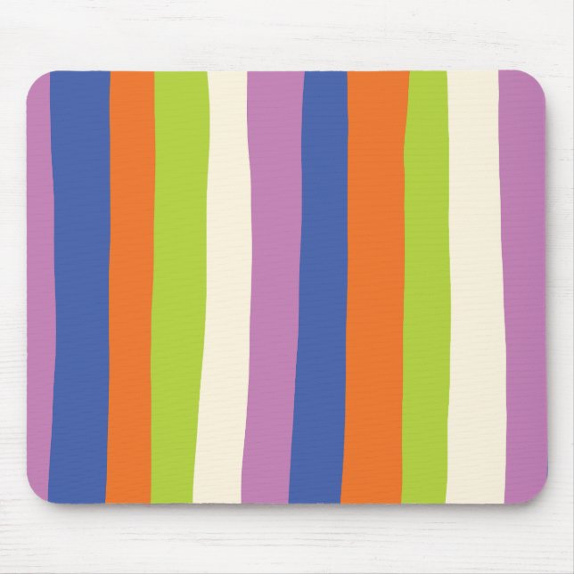 Uneven Stripes - Blue, Orange, Purple, Green, and  Mouse Mat (Front)