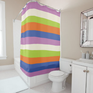 Uneven Stripes - Blue, Orange, Purple, Green, and  Shower Curtain