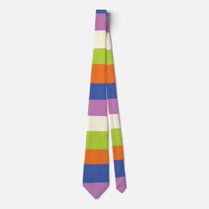 Uneven Stripes - Blue, Orange, Purple, Green, and  Tie