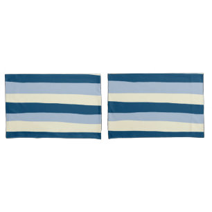 Uneven Stripes - Dark Blue, Light Blue and Cream Pillowcase